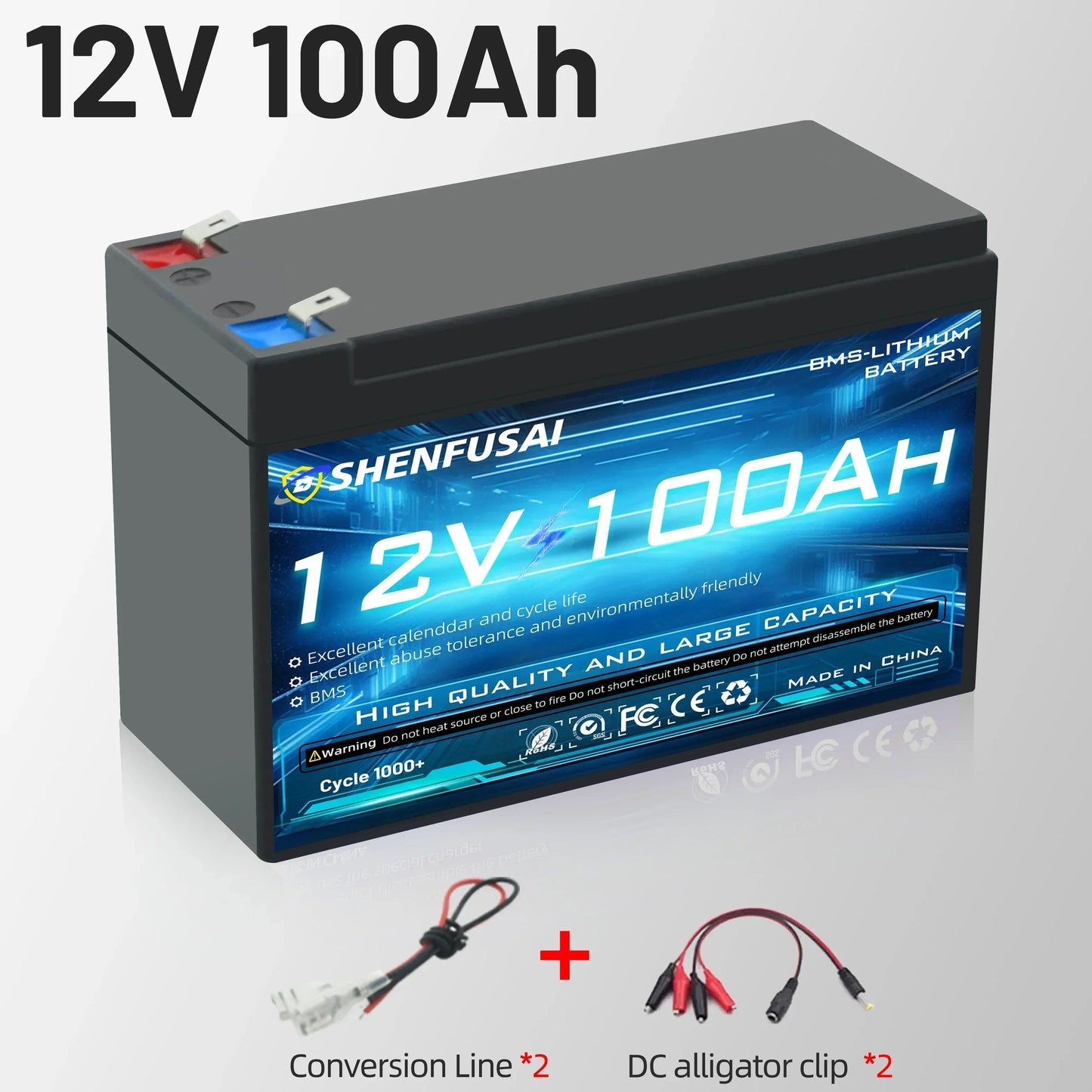 Pack de batteries lithium-ion 18650 rechargeables 12 V 120 Ah/80 Ah avec BMS 30 A intégré pour véhicules électrique et panneau solaire etc...