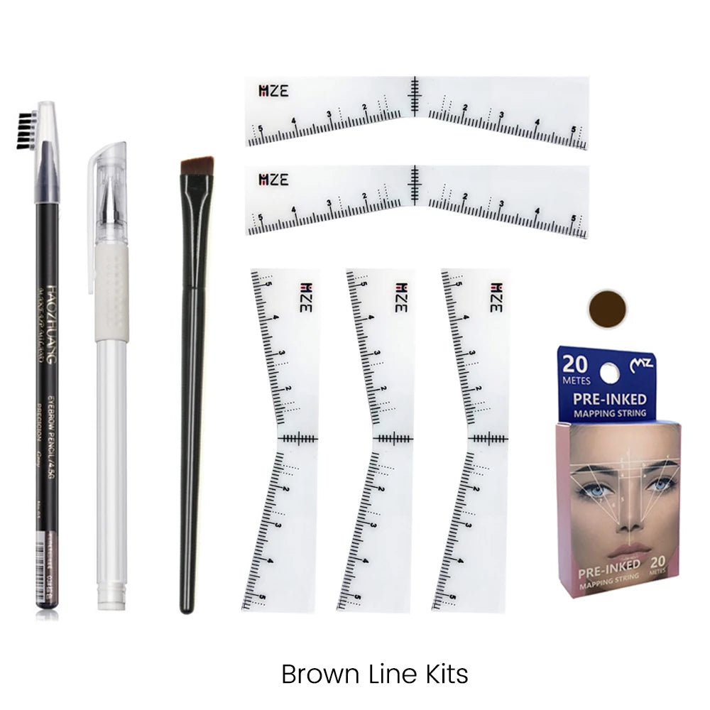 Kits d'outils de conception de sourcils, crayon de microblading, pochoir, autocollant, règle de mise en forme, cartographie, marqueur de ligne pré-encré, fournitures de tatouage