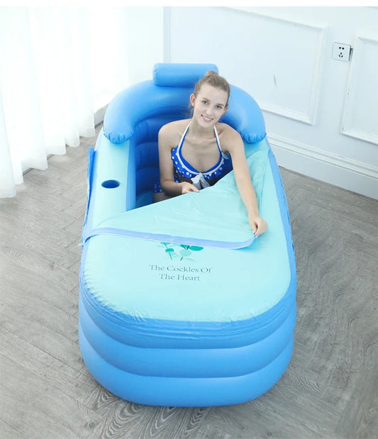 Piscine gonflable de bain de glace, baignoire autoportante, baignoire spa portable pour la maison avec porte-gobelet et appui-tête, bain chaud, bain de glace