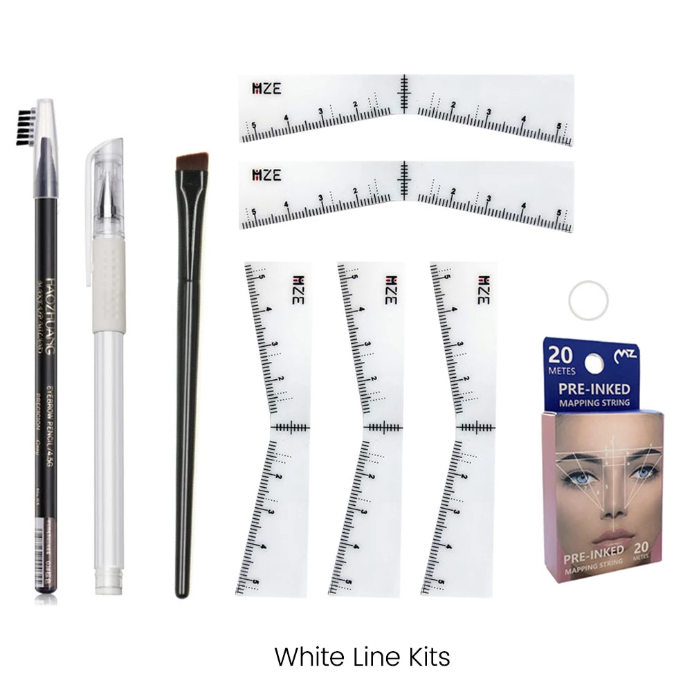 Kits d'outils de conception de sourcils, crayon de microblading, pochoir, autocollant, règle de mise en forme, cartographie, marqueur de ligne pré-encré, fournitures de tatouage