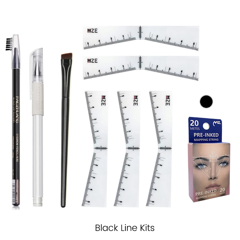 Kits d'outils de conception de sourcils, crayon de microblading, pochoir, autocollant, règle de mise en forme, cartographie, marqueur de ligne pré-encré, fournitures de tatouage