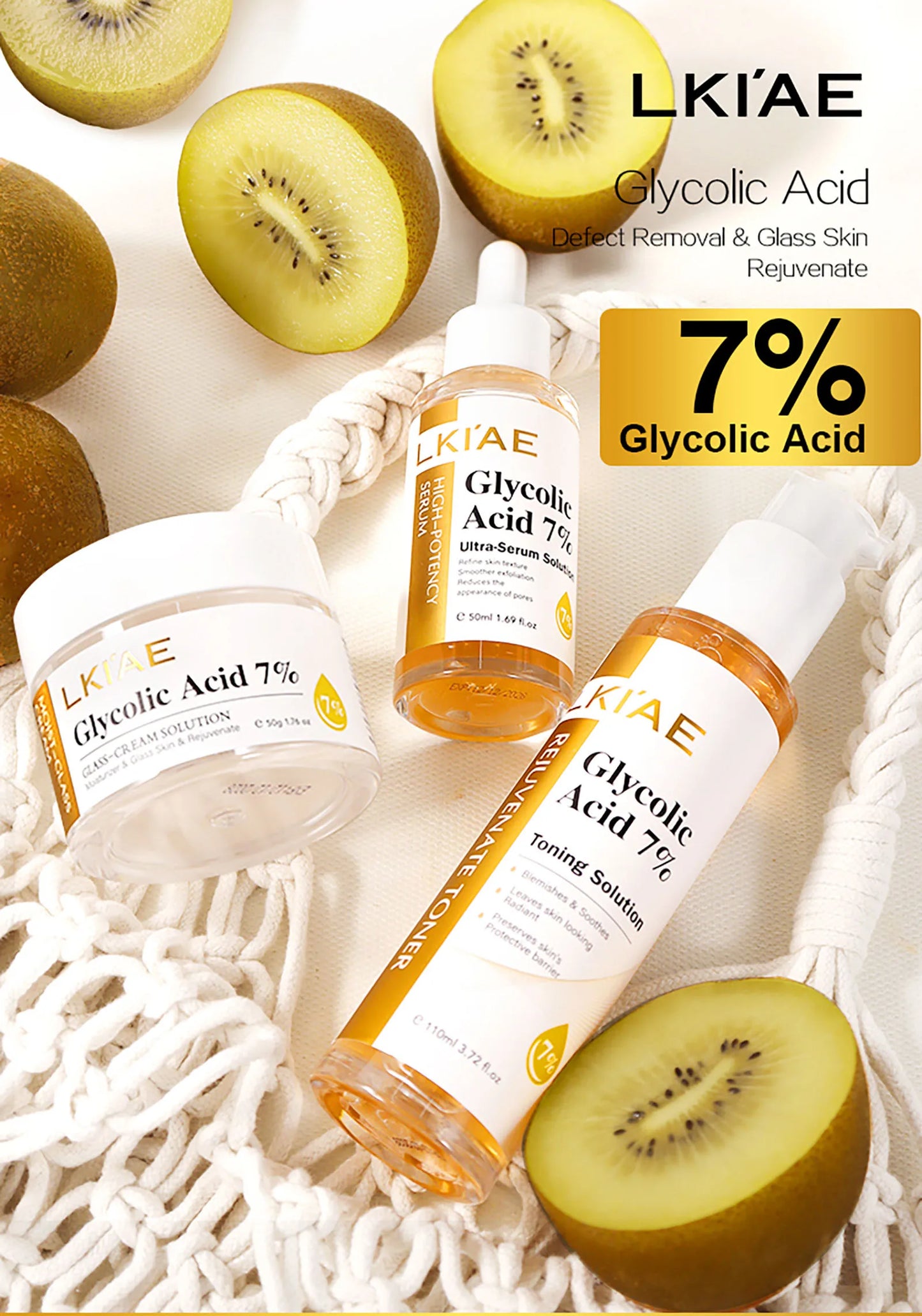 Kit de rajeunissement cutané LKIAE, éclaircissant, hydratant, nettoyant, anti-taches, anti-imperfections, anti-rides, unifiant le teint pour femmes et hommes