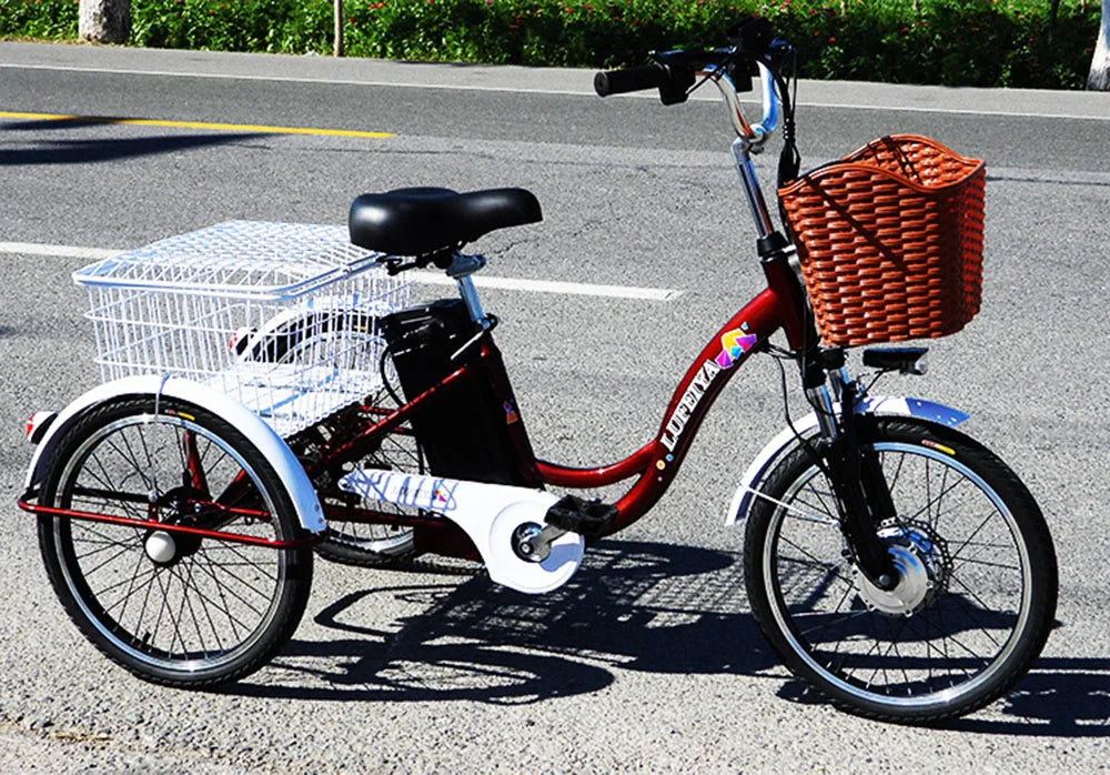 Tricycle électrique adulte avec panier/siège à tirer, trois roues, 48 V, 350 W, vélo électrique urbain tendance pour femmes avec batterie au lithium