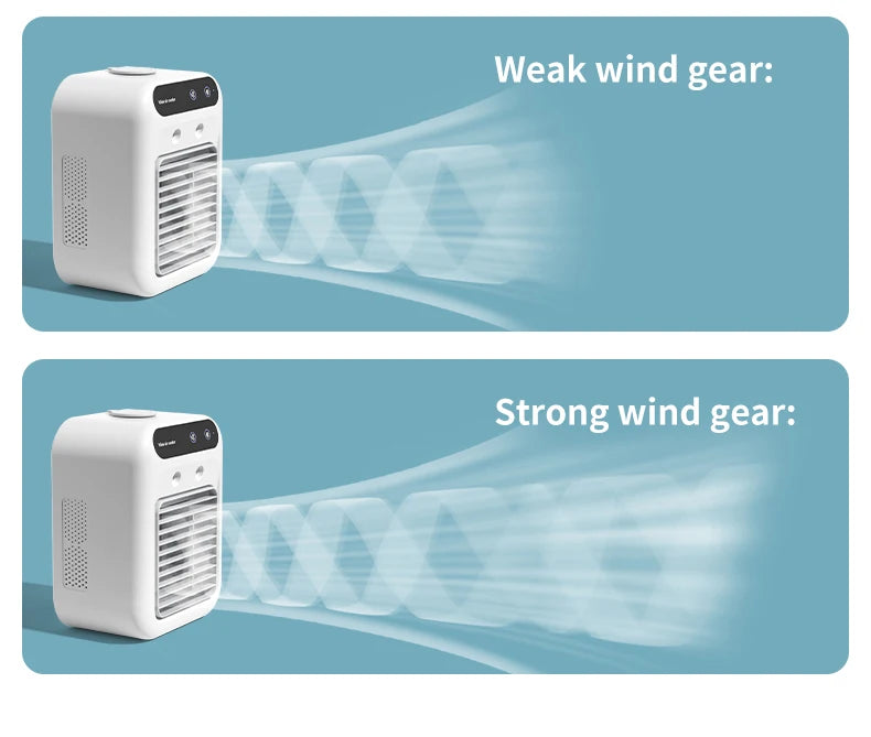 Mini climatiseur portable rechargeable par USB avec batterie de 1800 mAh et humidificateur – pour la maison et le bureau