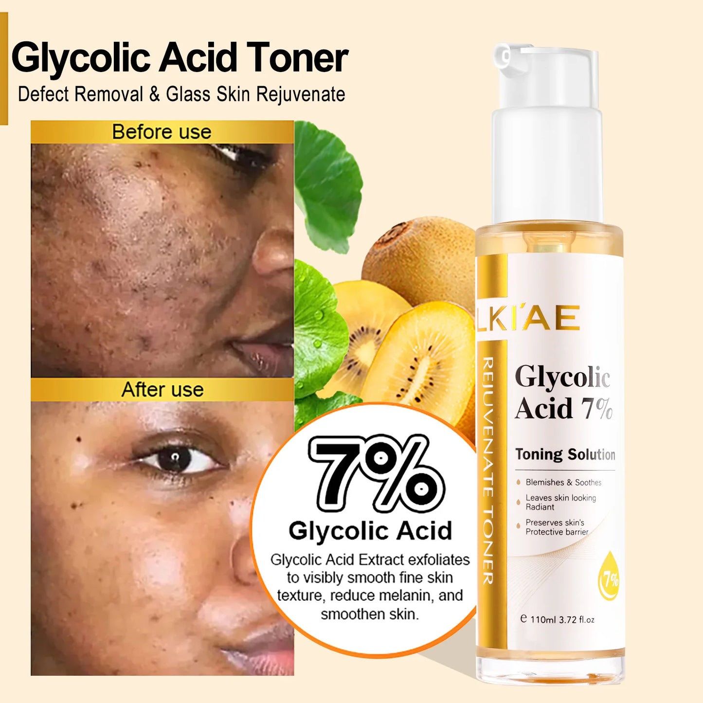 Kit de rajeunissement cutané LKIAE, éclaircissant, hydratant, nettoyant, anti-taches, anti-imperfections, anti-rides, unifiant le teint pour femmes et hommes