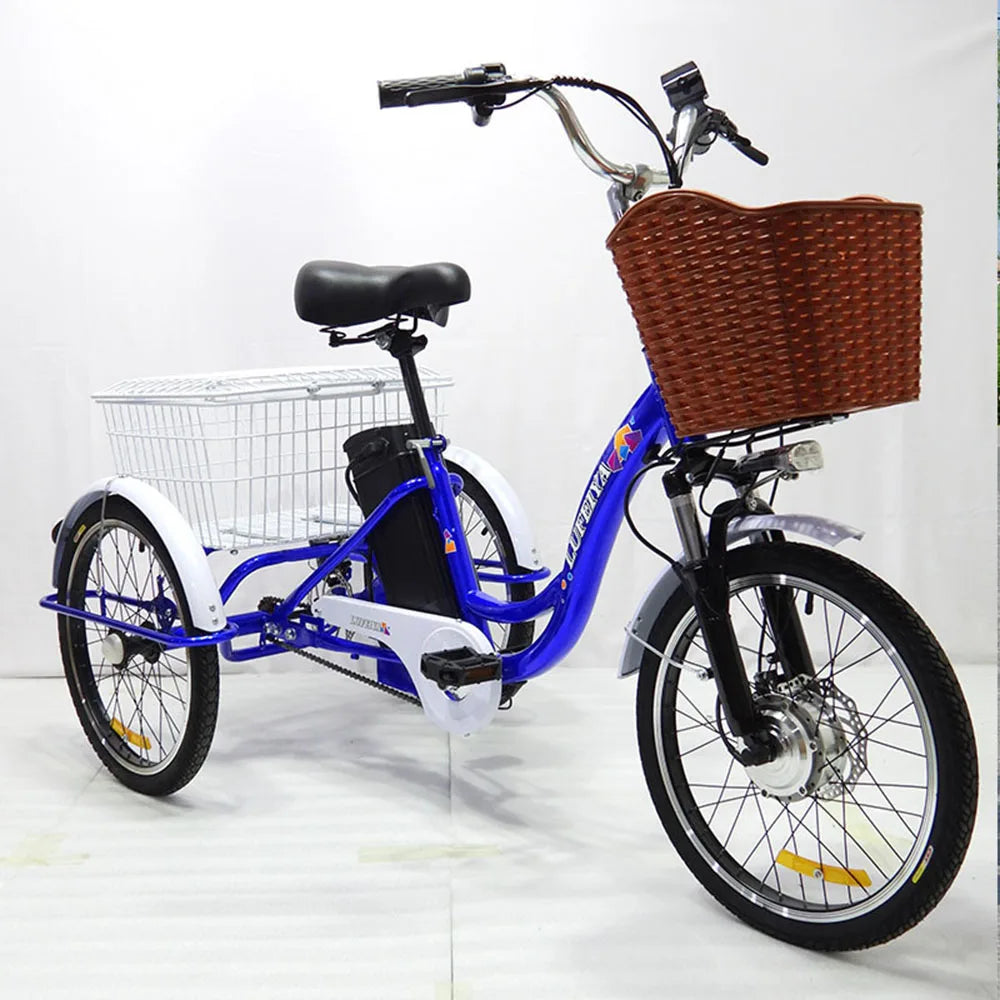 Tricycle électrique adulte avec panier/siège à tirer, trois roues, 48 V, 350 W, vélo électrique urbain tendance pour femmes avec batterie au lithium