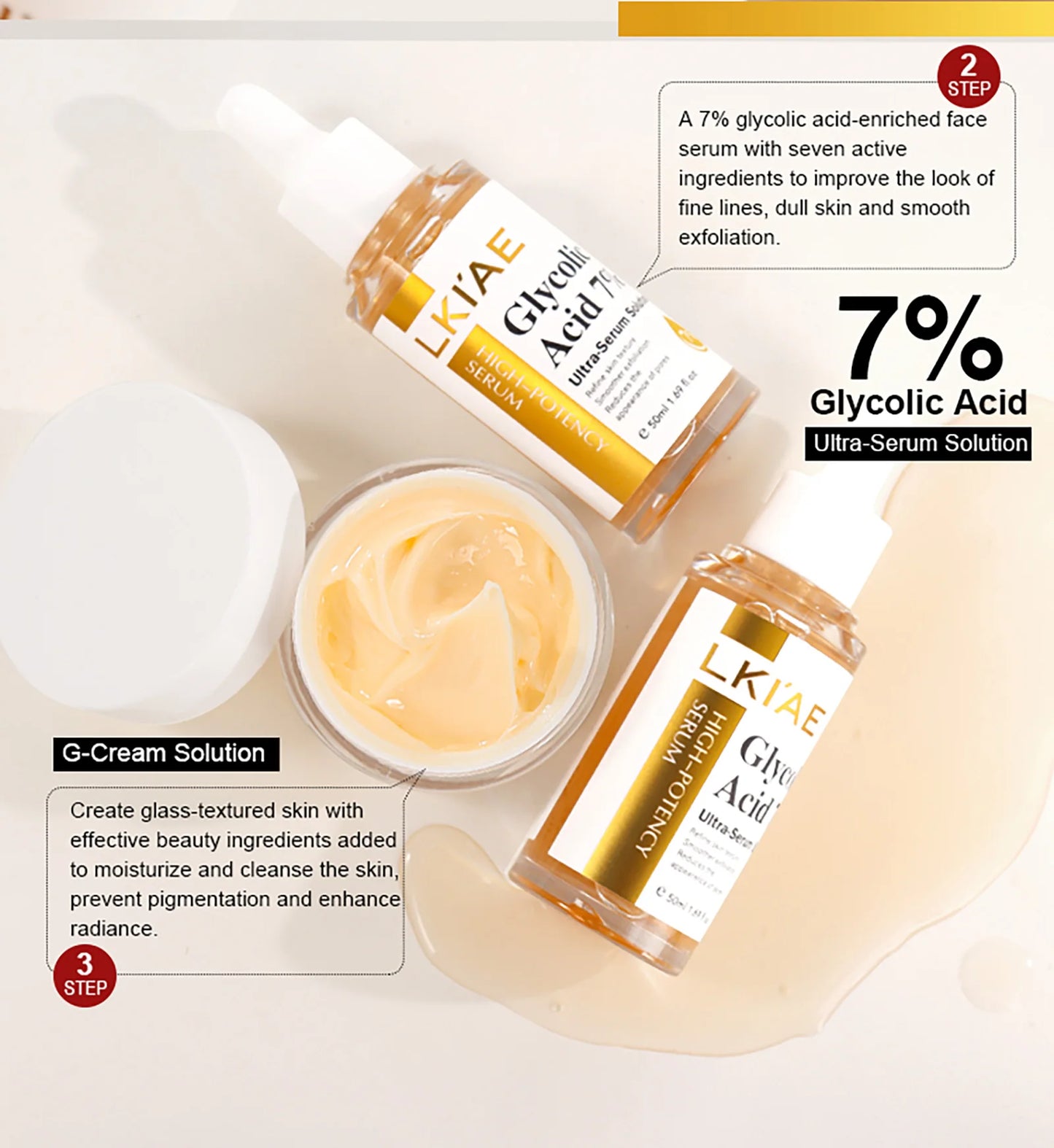 Kit de rajeunissement cutané LKIAE, éclaircissant, hydratant, nettoyant, anti-taches, anti-imperfections, anti-rides, unifiant le teint pour femmes et hommes