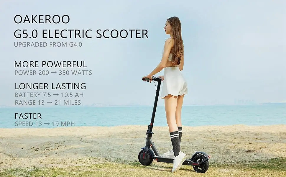 Trottinette électrique G5.0, batterie haute capacité 36 V 10,5 Ah, autonomie de 34 km, vitesse maximale de 30 km/h, moteur de 350 ch, pneus de 21,6 cm, pliable