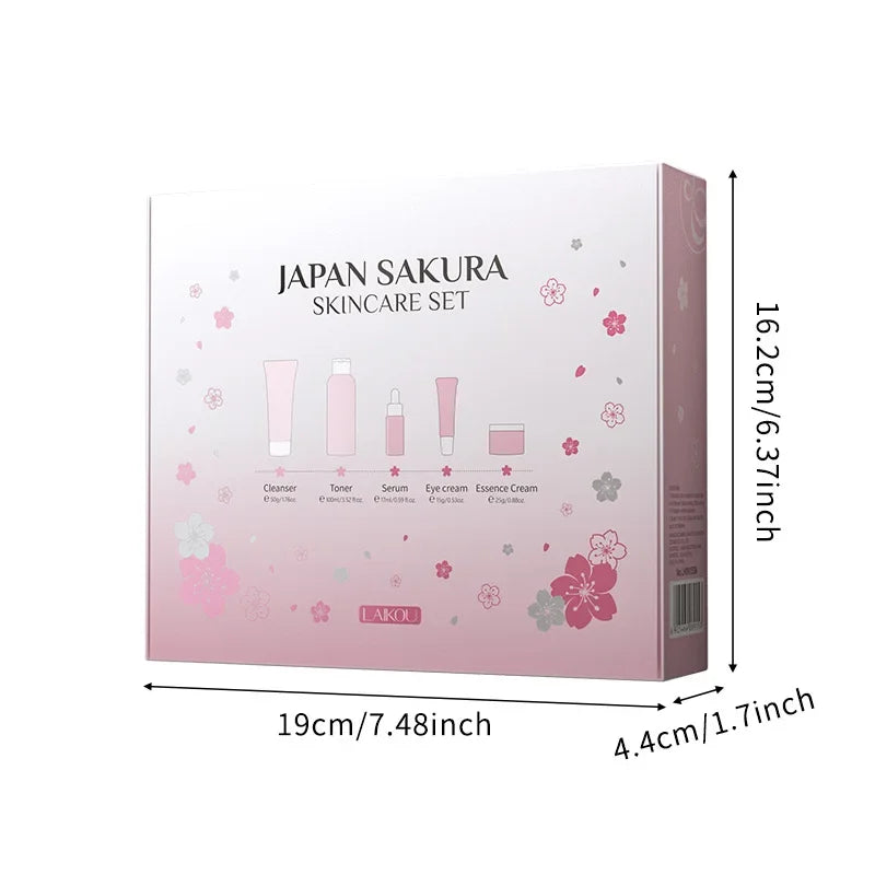 LAIKOU Sakura Kit Coffret de soins de la peau Hydratant et réduisant les ridules Nettoyant les pores Coffret de soins coréens 5 pièces