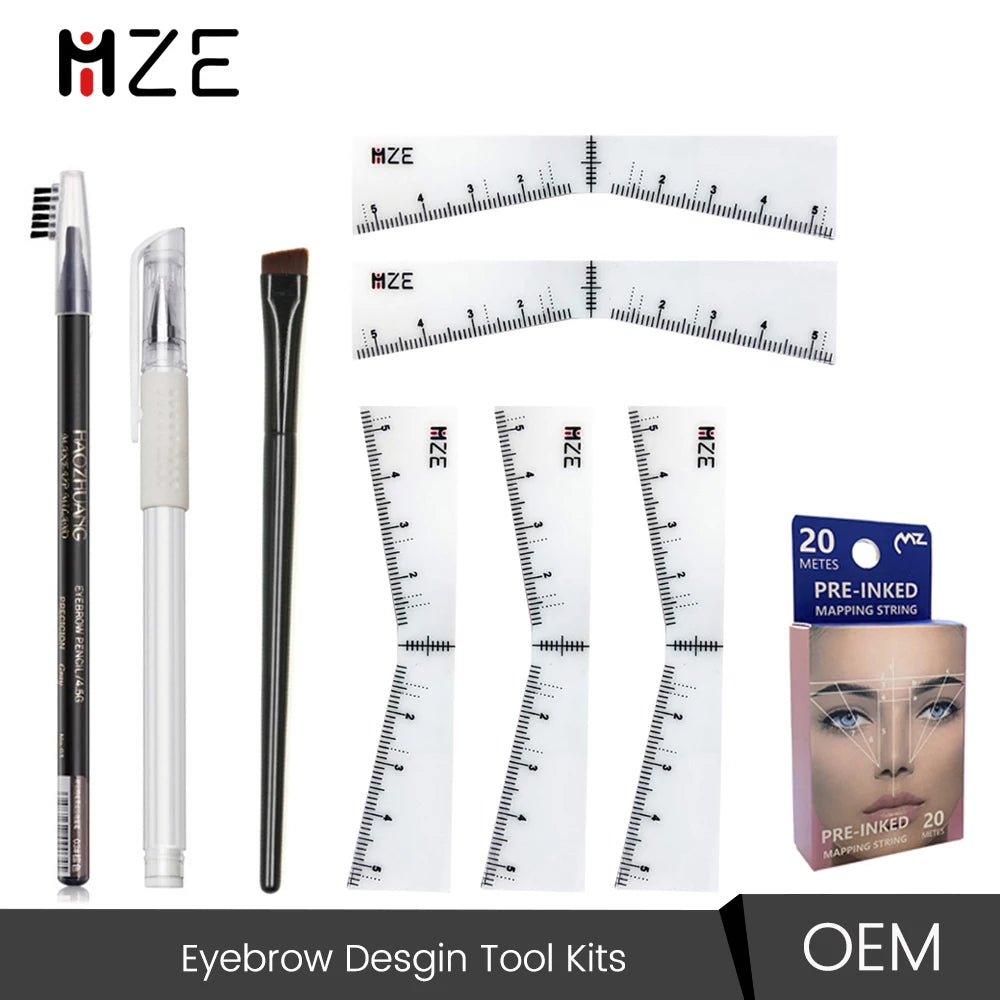 Kits d'outils de conception de sourcils, crayon de microblading, pochoir, autocollant, règle de mise en forme, cartographie, marqueur de ligne pré-encré, fournitures de tatouage