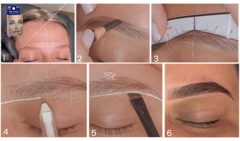Kits d'outils de conception de sourcils, crayon de microblading, pochoir, autocollant, règle de mise en forme, cartographie, marqueur de ligne pré-encré, fournitures de tatouage
