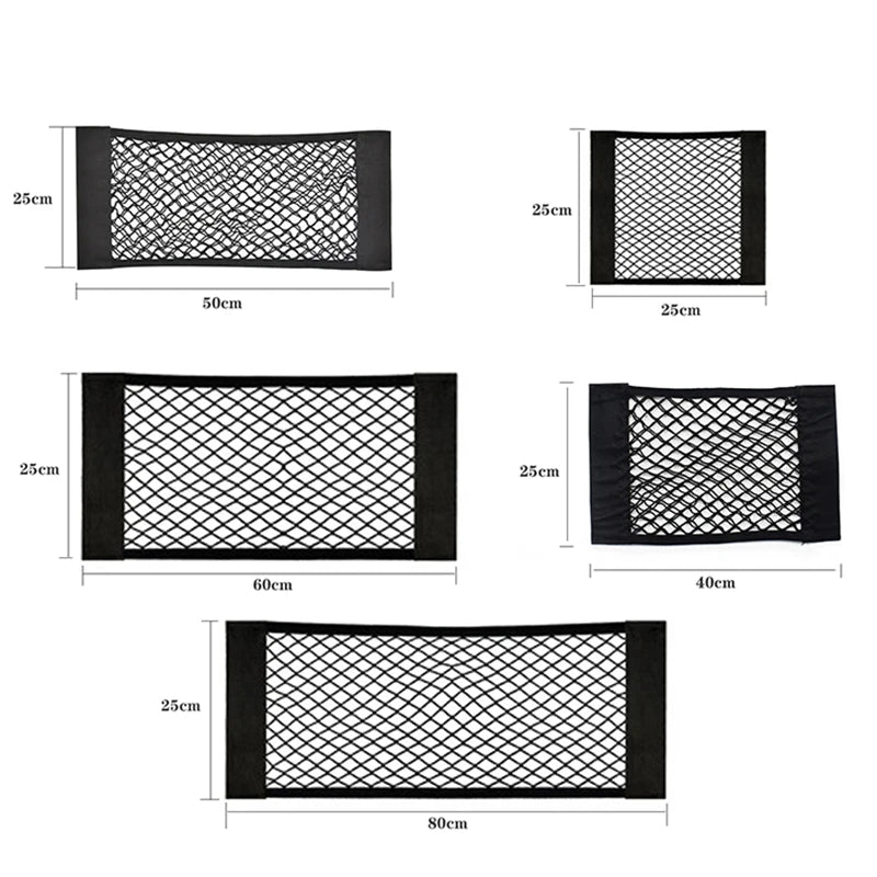 Filet de rangement pour siège arrière de voiture, pochette en maille, filet élastique, autocollant magique, sac de rangement portable universel, accessoires de voiture