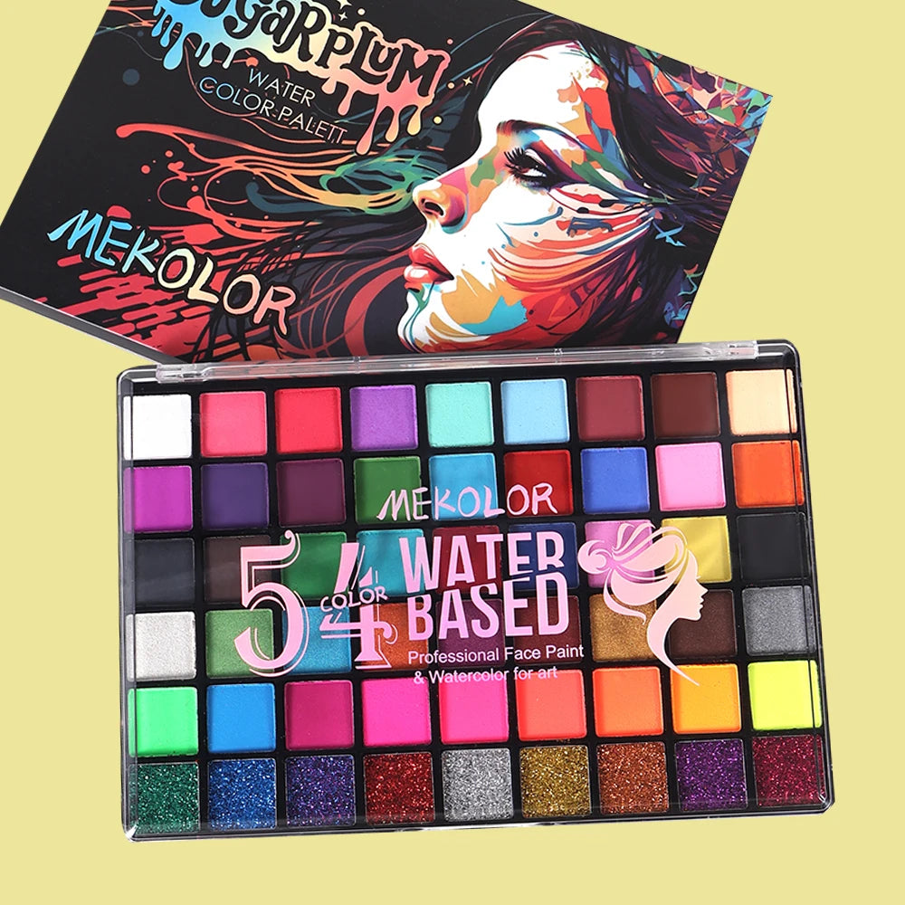 Kit de peinture pour le visage professionnel 54 couleurs pour fête Kit de peinture pour le visage à base d'eau Palette de peinture pour le visage non toxique soluble dans l'eau High5