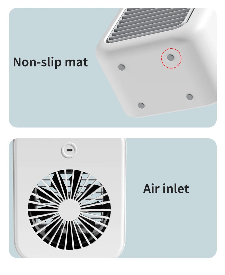Mini climatiseur portable rechargeable par USB avec batterie de 1800 mAh et humidificateur – pour la maison et le bureau
