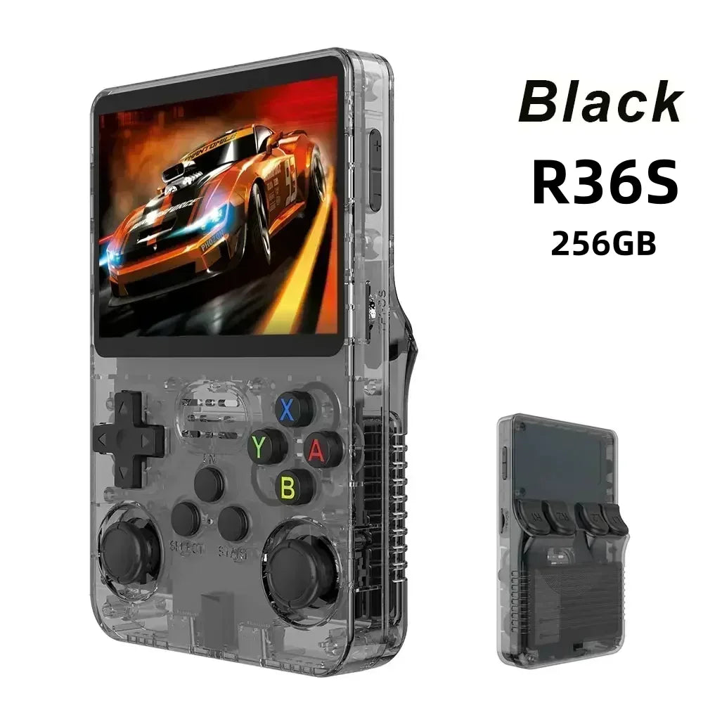 Console portable de jeux rétro compacte R36S, écran IPS 35 pouces, système Linux, 64 Go ou 128 Go de stockage interne, des milliers de jeux