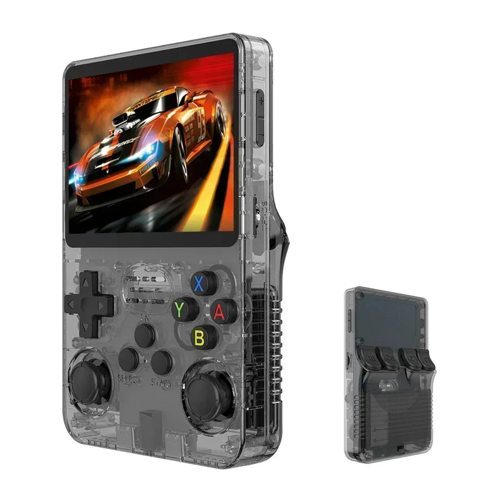 Console portable de jeux rétro compacte R36S, écran IPS 35 pouces, système Linux, 64 Go ou 128 Go de stockage interne, des milliers de jeux