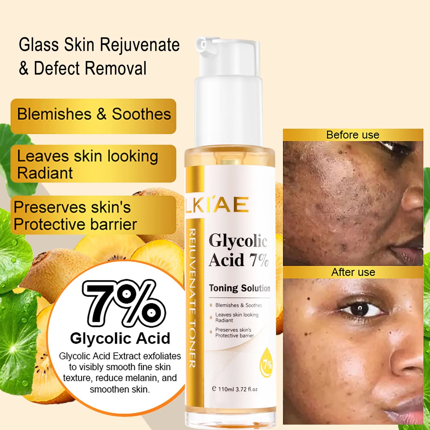 Kit de rajeunissement cutané LKIAE, éclaircissant, hydratant, nettoyant, anti-taches, anti-imperfections, anti-rides, unifiant le teint pour femmes et hommes