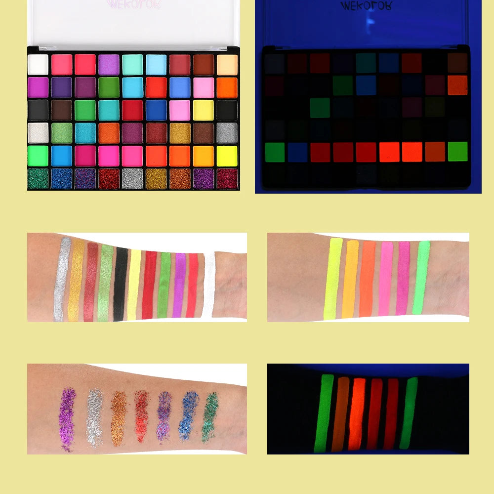 Kit de peinture pour le visage professionnel 54 couleurs pour fête Kit de peinture pour le visage à base d'eau Palette de peinture pour le visage non toxique soluble dans l'eau High5
