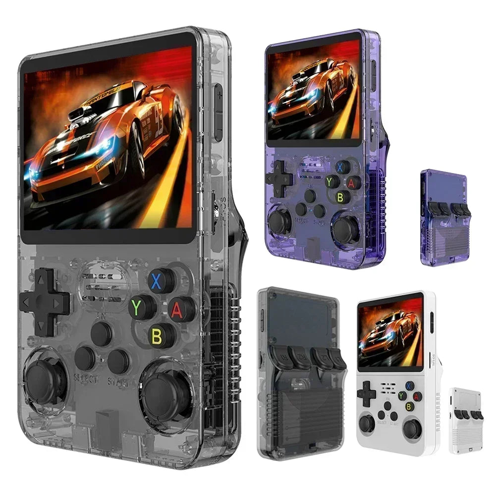 Console portable de jeux rétro compacte R36S, écran IPS 35 pouces, système Linux, 64 Go ou 128 Go de stockage interne, des milliers de jeux