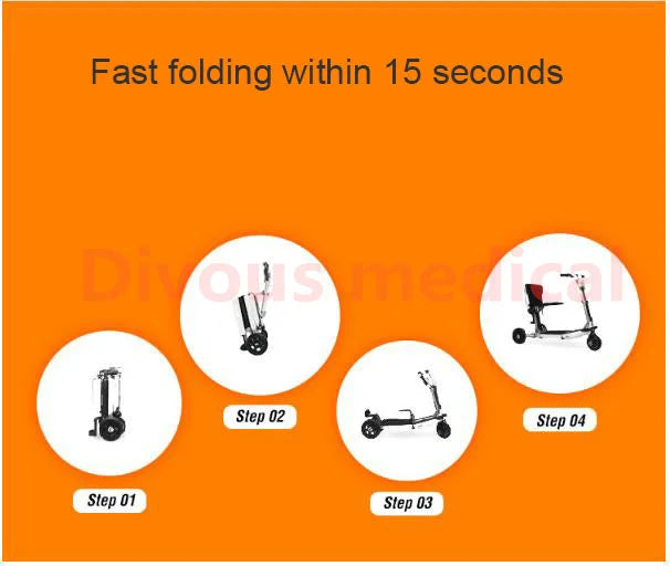 Scooter de mobilité 35km en autonomie , tricycle pliable pour adultes homologué pour le transport aérien, voiture électrique