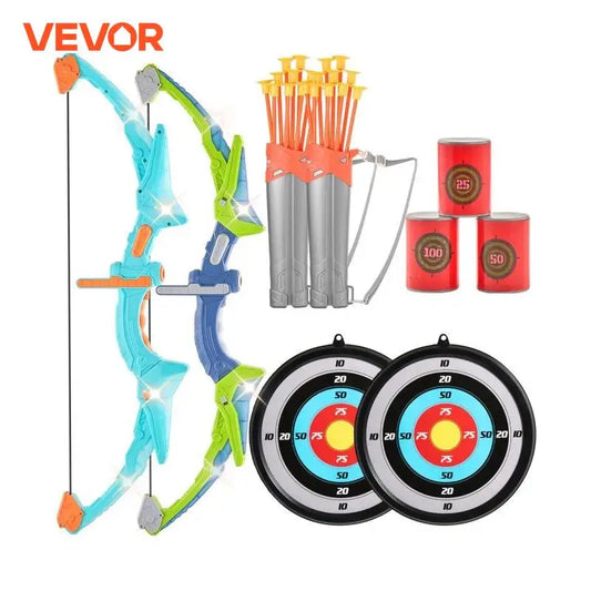 VEVOR Ensemble arc et flèches pour enfants, jouets de tir à l'arc lumineux à LED avec 10/20 flèches à ventouse, cible et carquois pour enfants de 4 à 8 ans et de 8 à 12 ans