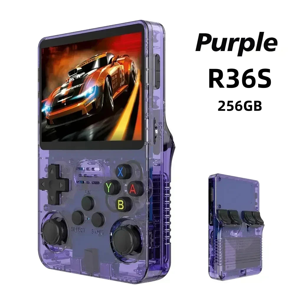 Console portable de jeux rétro compacte R36S, écran IPS 35 pouces, système Linux, 64 Go ou 128 Go de stockage interne, des milliers de jeux