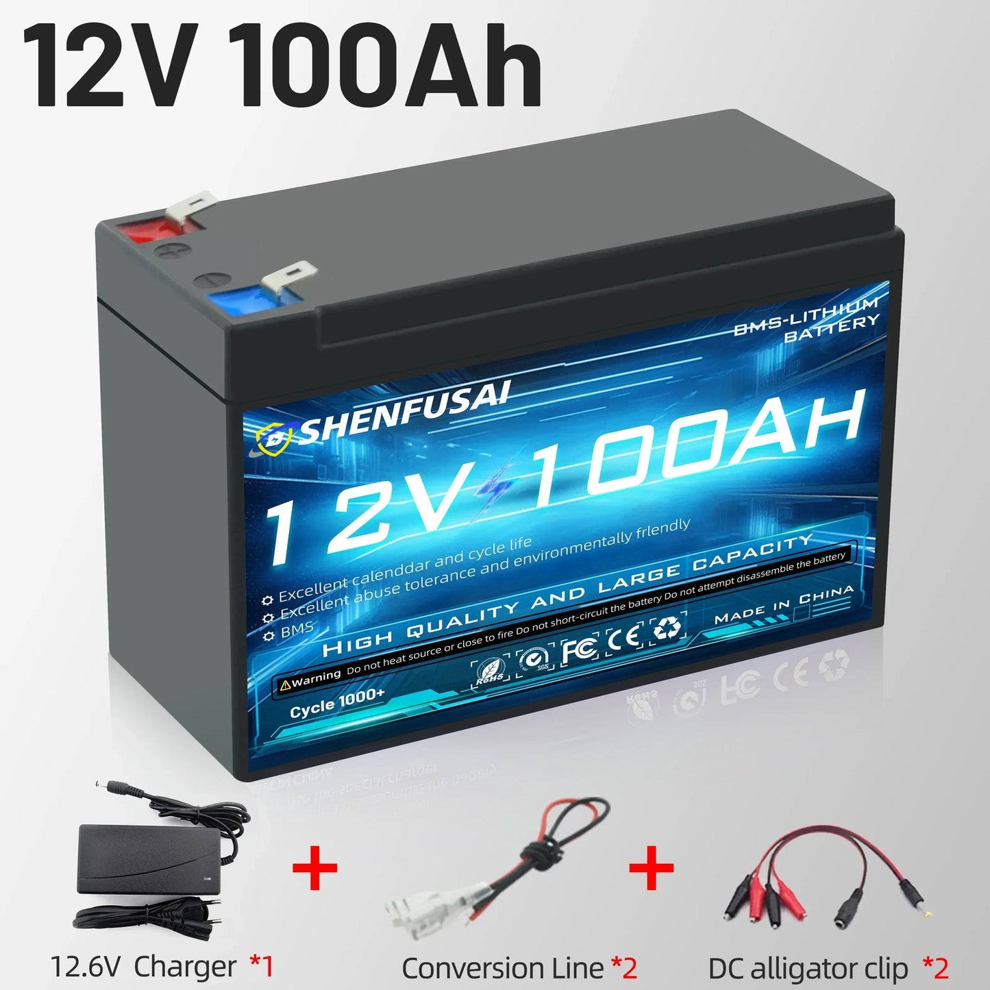 Pack de batteries lithium-ion 18650 rechargeables 12 V 120 Ah/80 Ah avec BMS 30 A intégré pour véhicules électrique et panneau solaire etc...