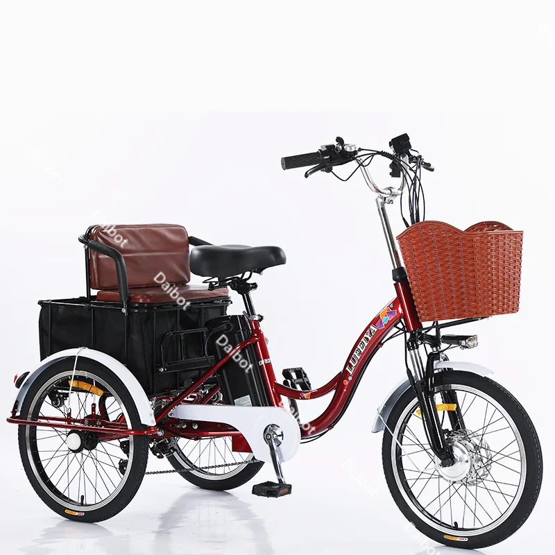 Tricycle électrique adulte avec panier/siège à tirer, trois roues, 48 V, 350 W, vélo électrique urbain tendance pour femmes avec batterie au lithium